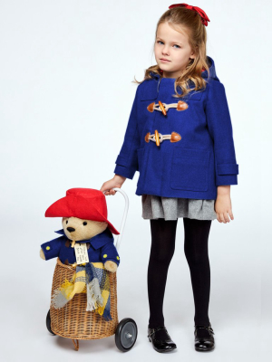 Luxe Paddington Gift Set: Classic Wool Duffle Coat With 16" Soft Toy And Suitcase