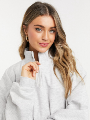 Asos Design Oversized Sweatshirt With Half Zip In Gray