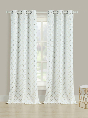 Goodgram 2 Pack Metallic Lattice Foil Ultra Luxurious Grommet Top Window Curtains