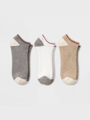 Women's 3pk Ribbed Cushion Low Cut Socks - Universal Thread™ 4-10