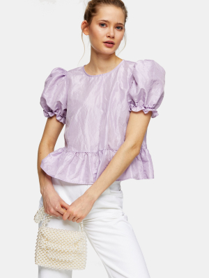 Lilac Bow Back Taffeta Top