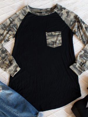 Pocket Camo Raglan - Black