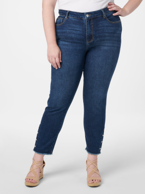 Westport Signature Skinny Jeans With Snap Button At Ankle - Plus