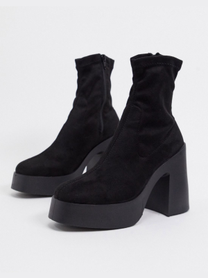 Asos Design Elsie High Heeled Sock Boot In Black