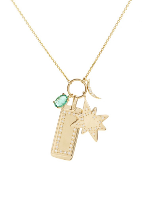 Starburst And Tag Charms Necklace