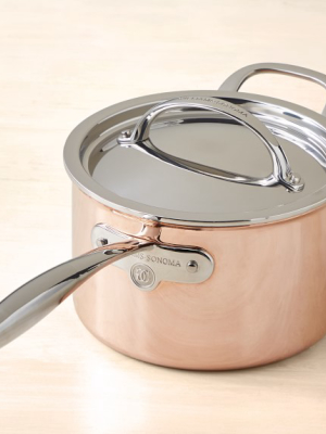 Williams Sonoma Thermo-clad™ Copper Sauce Pan With Lid, 4-qt.