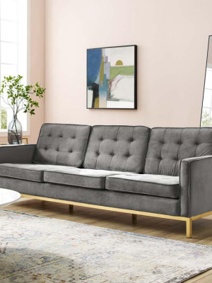 Florence Knoll Style Gold Velvet Sofa