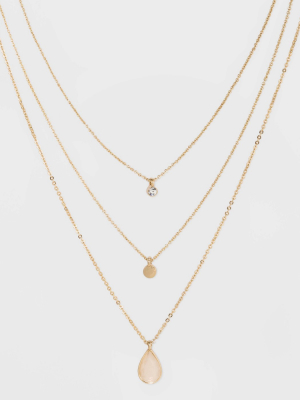 Three Rows Disc Layered Necklace - A New Day™ Gold