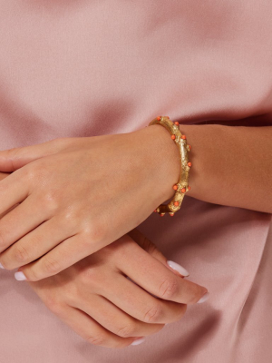 Gold Hinged Coral Shape Bracelet With Coral Dots