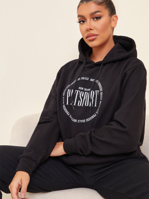 Prettylittlething Black Oversized Sport Hoodie