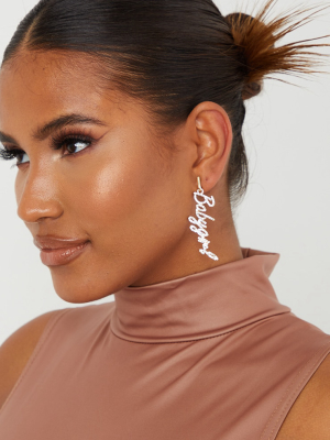 Gold Diamante Babygirl Drop Earrings