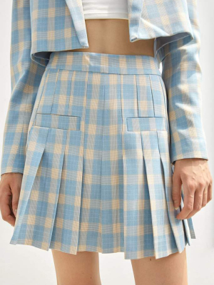 Sloane Blue Pleated Skirt