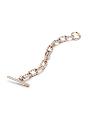 Saxon Jumbo 18k Chain Link All Diamond Toggle Bracelet