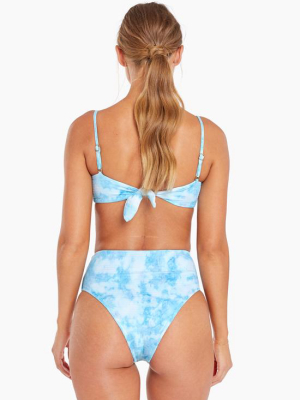 Barcelona High Waist Bottom - Cyan Tie Dye Ecotex