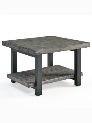 27" Pomona Metal And Reclaimed Wood Square Coffee Table Slate Gray - Alaterre Furniture