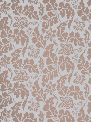 Sample British Isles Damask Wallpaper In Brown From The Manarola Collection By Osborne & Little