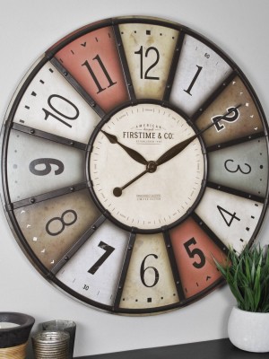 27" Color Motif Farmhouse Wall Clock Red/yellow - Firstime & Co.