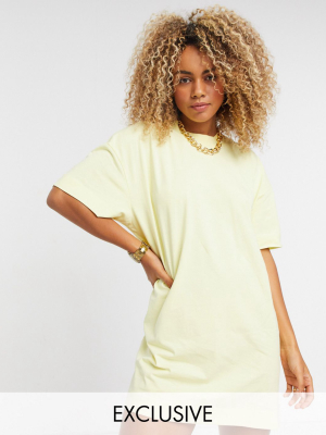 Collusion Mini T-shirt Dress In Lemon