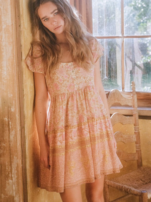 Love Story Babydoll Mini Dress - Peach Blossom