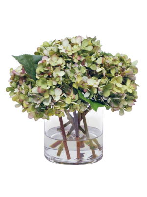 Hydrangeas In Glass Vase