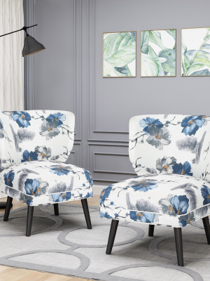 Set Of 2 Desdemona Modern Farmhouse Accent Chair Blue - Christopher Knight Home