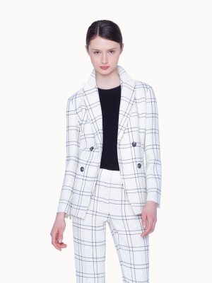 Jacket In Double Face Wool Crêpe Check