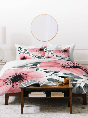 Marta Barragan Camarasa Big Flowers Duvet Cover & Sham Set - Deny Designs