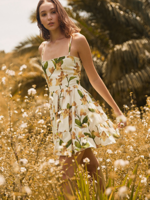 Lima Jardin Floral-print Linen Mini Dress