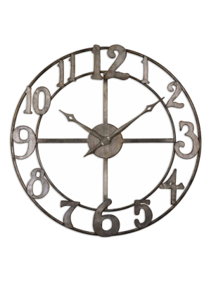 Delevan 32" Metal Wall Clock Bronze - Uttermost