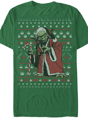 Men's Star Wars Ugly Christmas Santa Yoda T-shirt