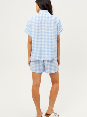 Lou Button Up Top - Bluebell