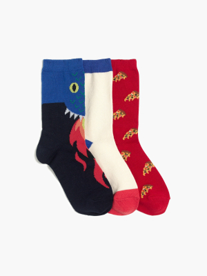 Boys' Monsters And Pizza Trouser Socks Three-pack