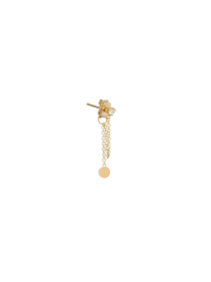 14k Itty Bitty Disc & Diamond Chain Stud Earring