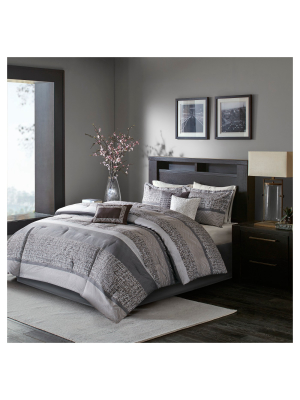 7pc Harmony Jacquard Comforter Set Gray/taupe