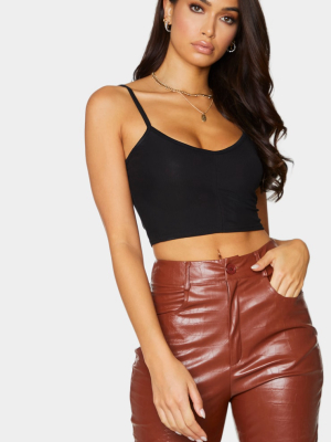 Black Strappy Mesh Sleeveless Crop Top