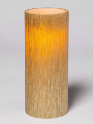 7"x 3" Led Unscented Metallic Gold Pillar Candle - Threshold™