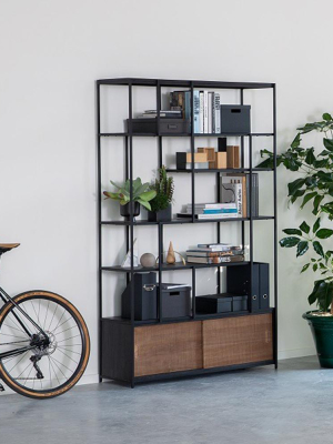 Studio Book Shelf With Sliding Doors