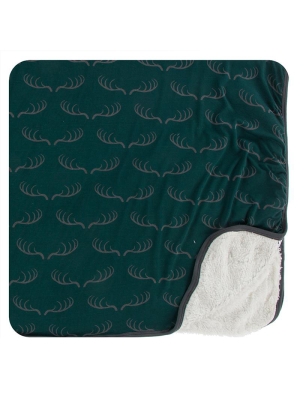 Kickee Pants Print Sherpa Lined Toddler Blanket - Pine Deer Rack