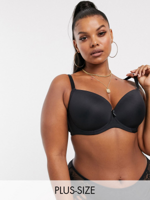 Ivory Rose Curve Plain T-shirt Bra In Black