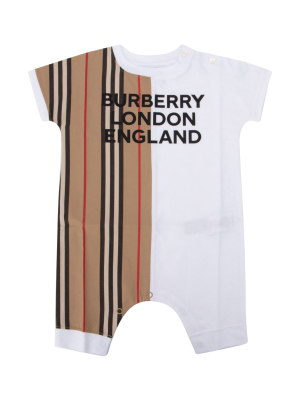 Burberry Kids Icon Stripe Panel Playsuit