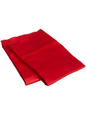 Blue Nile Mills Solid 300-thread Count Pillowcase Set, King, Red