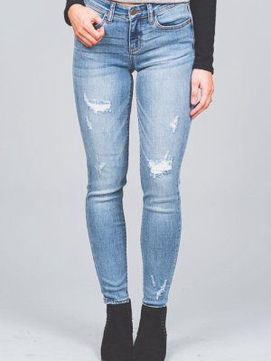 Janice Patched Distressed Skinny Jeans
