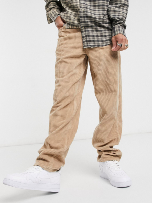 Asos Design Baggy Corduroy Jeans In Tan