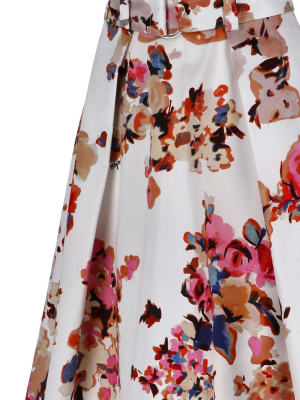 Msgm Floral Print Midi Skirt