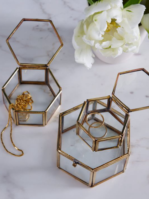 Nesting Glass Shadow Boxes – Hexagon (set Of 3)