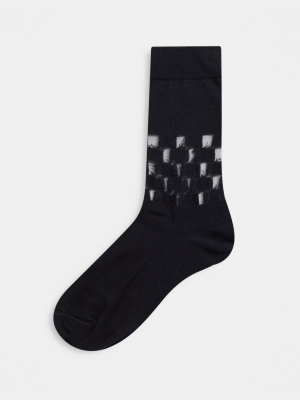 Asos Design Ankle Socks With Sheer Checkerboard Details