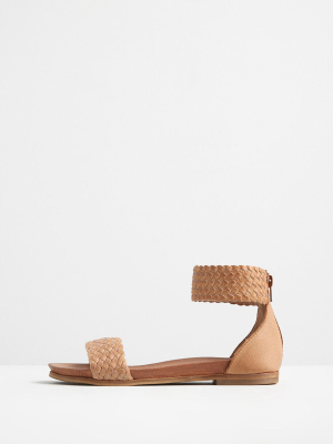 Woven Is Me Leather Ankle Strap Flat