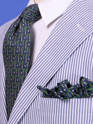 Limited Edition Nola Couture X Haspel Navy Sugarcane Print Tie - O/s