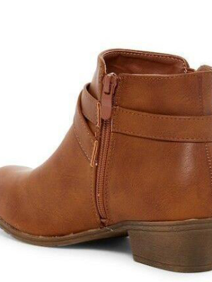 Chase1 Tan Dual Cross Buckle Short Ankle Boot