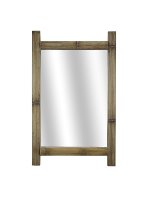 16.3" X 26" Bamboo Wood Framed Wall Vanity Mirror Brown - American Art Decor